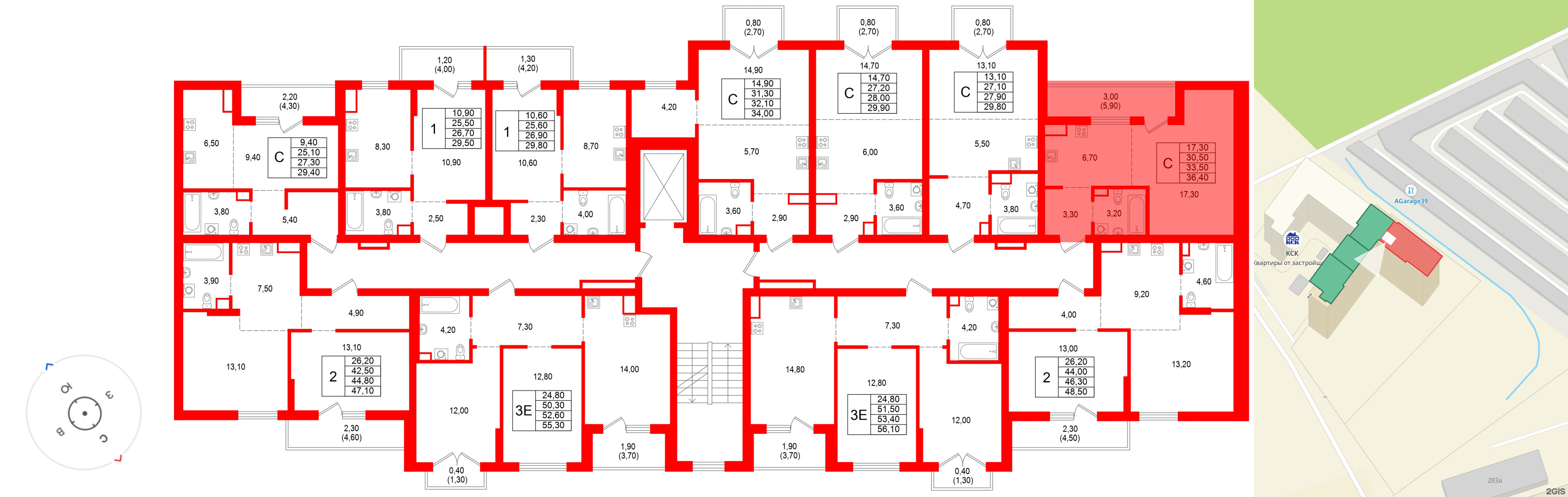 Квартира в ЖК Альпенштадт, студия, 33.5 м², 2 этаж