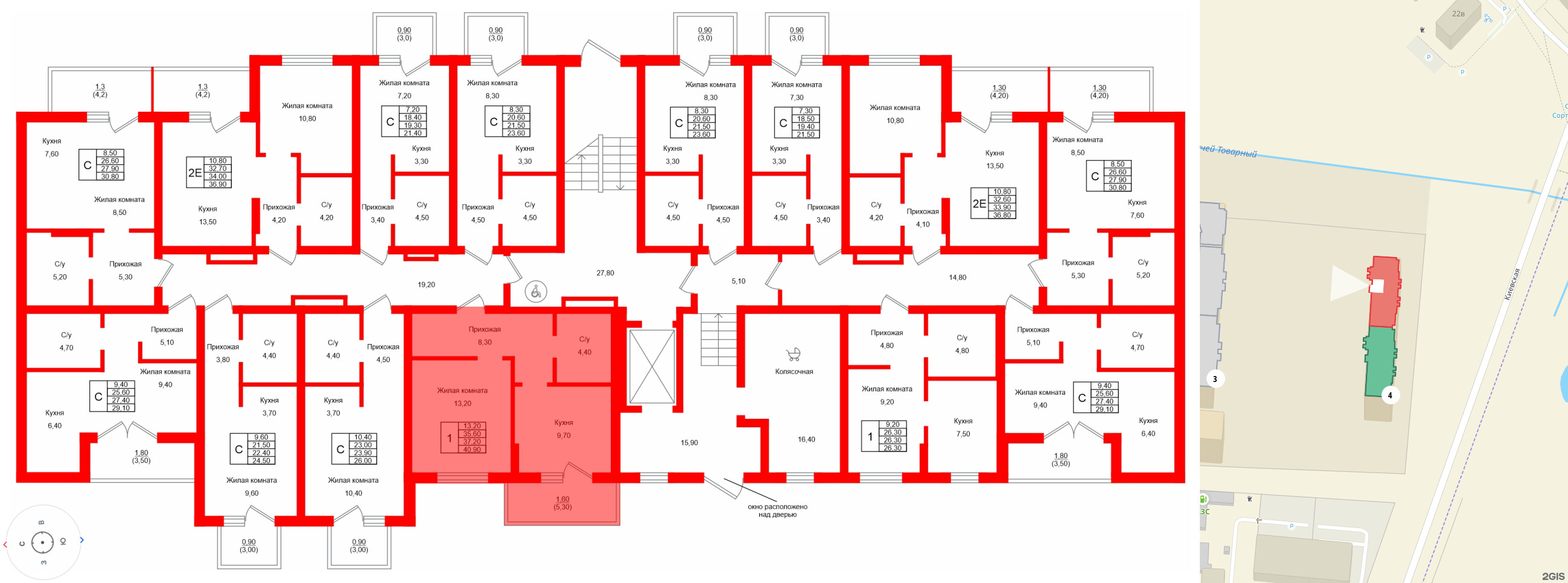 Квартира в ЖК Левада, 1 комнатная, 37.2 м², 1 этаж