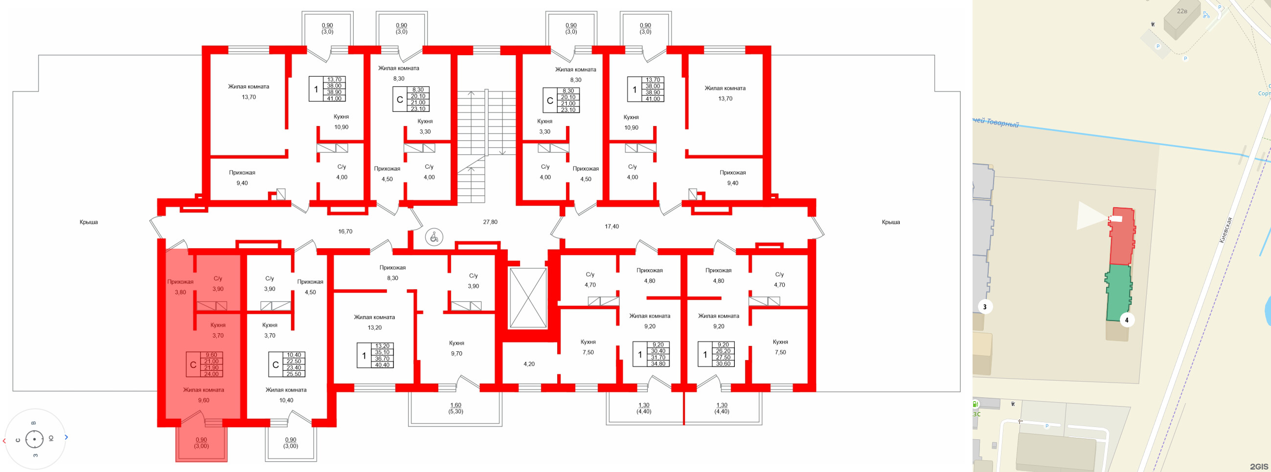 Квартира в ЖК Левада, студия, 21.9 м², 9 этаж
