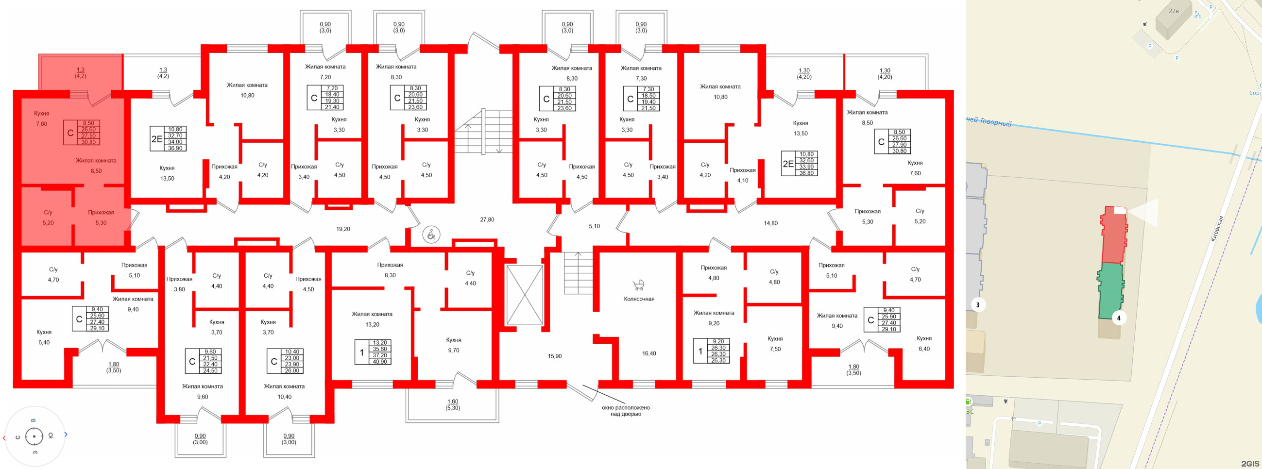 Квартира в ЖК Левада, студия, 27.9 м², 1 этаж