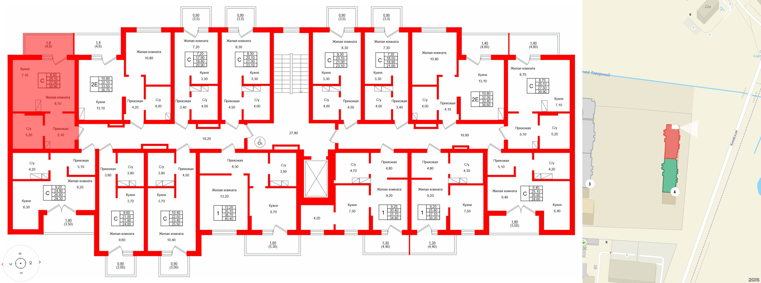 Квартира в ЖК Левада, студия, 27.5 м², 6 этаж
