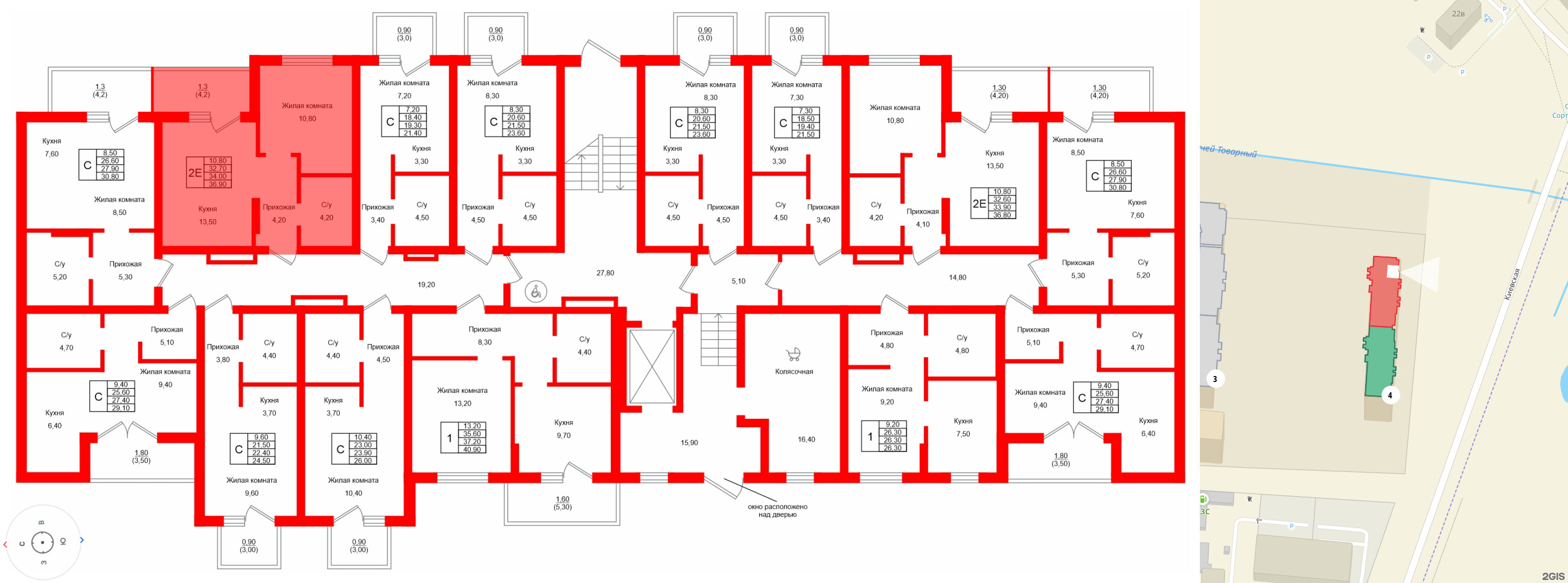 Квартира в ЖК Левада, 1 комнатная, 34 м², 1 этаж