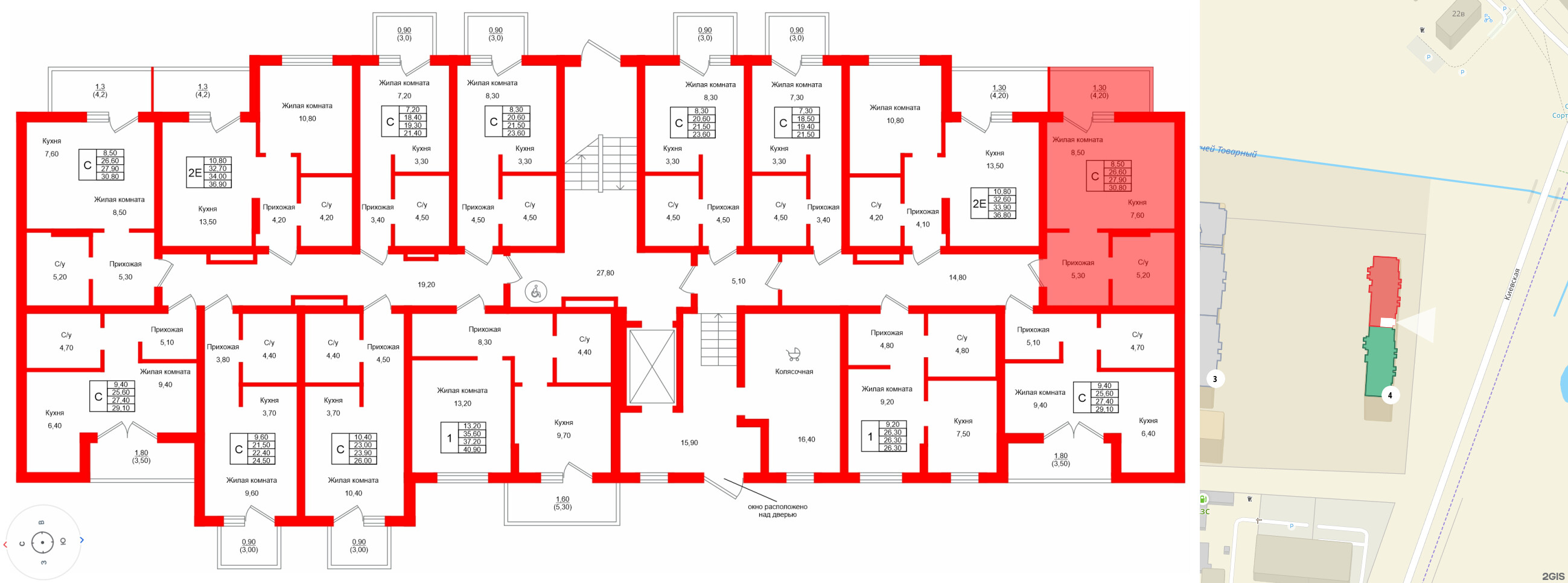 Квартира в ЖК Левада, студия, 27.9 м², 1 этаж