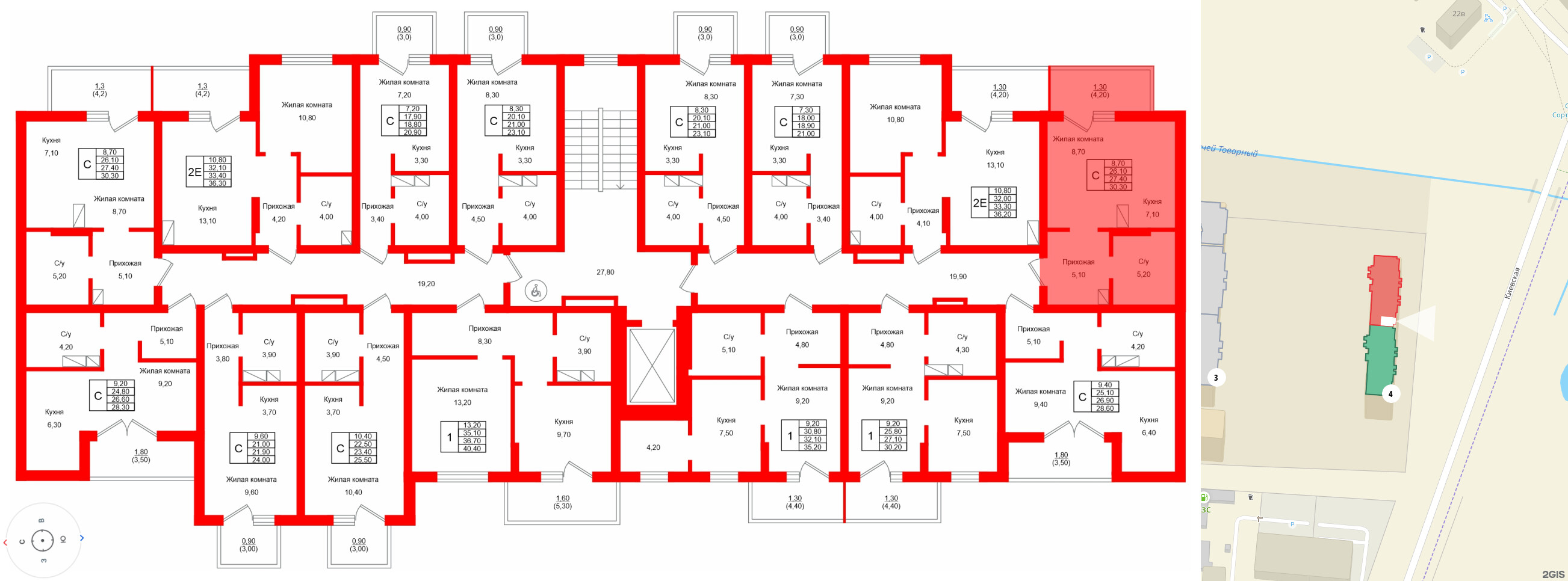 Квартира в ЖК Левада, студия, 27.4 м², 2 этаж