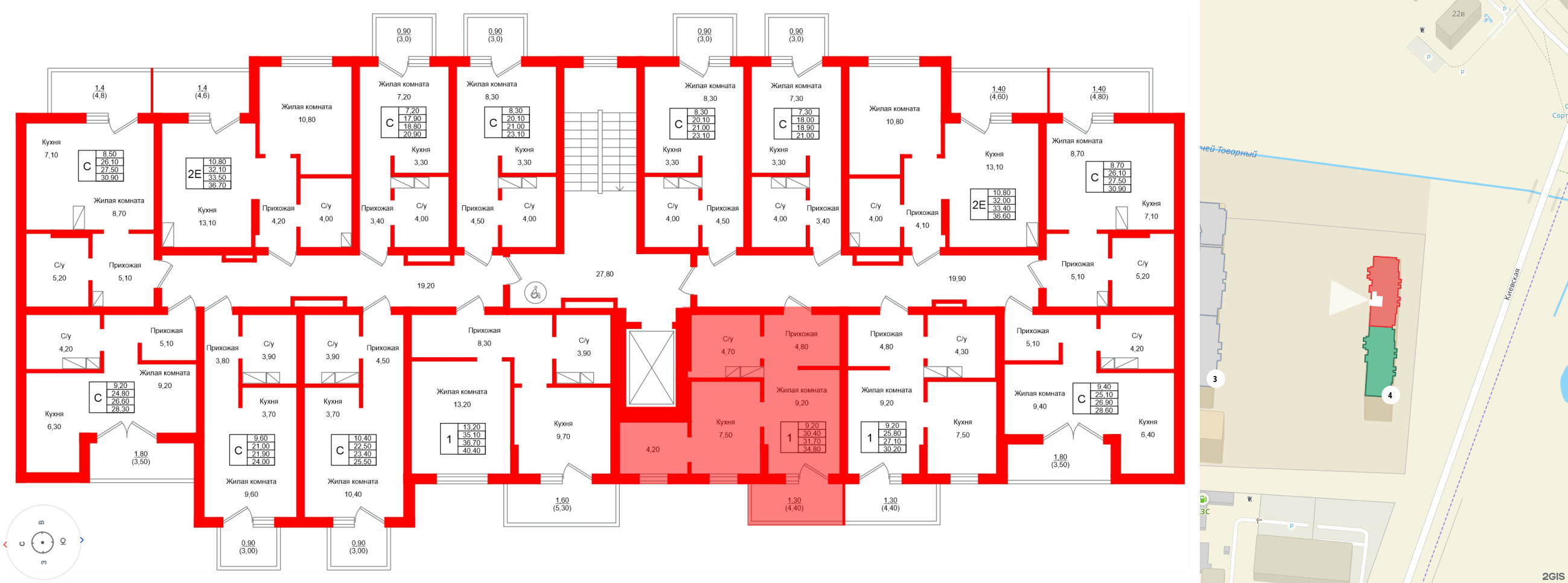 Квартира в ЖК Левада, 1 комнатная, 31.7 м², 4 этаж