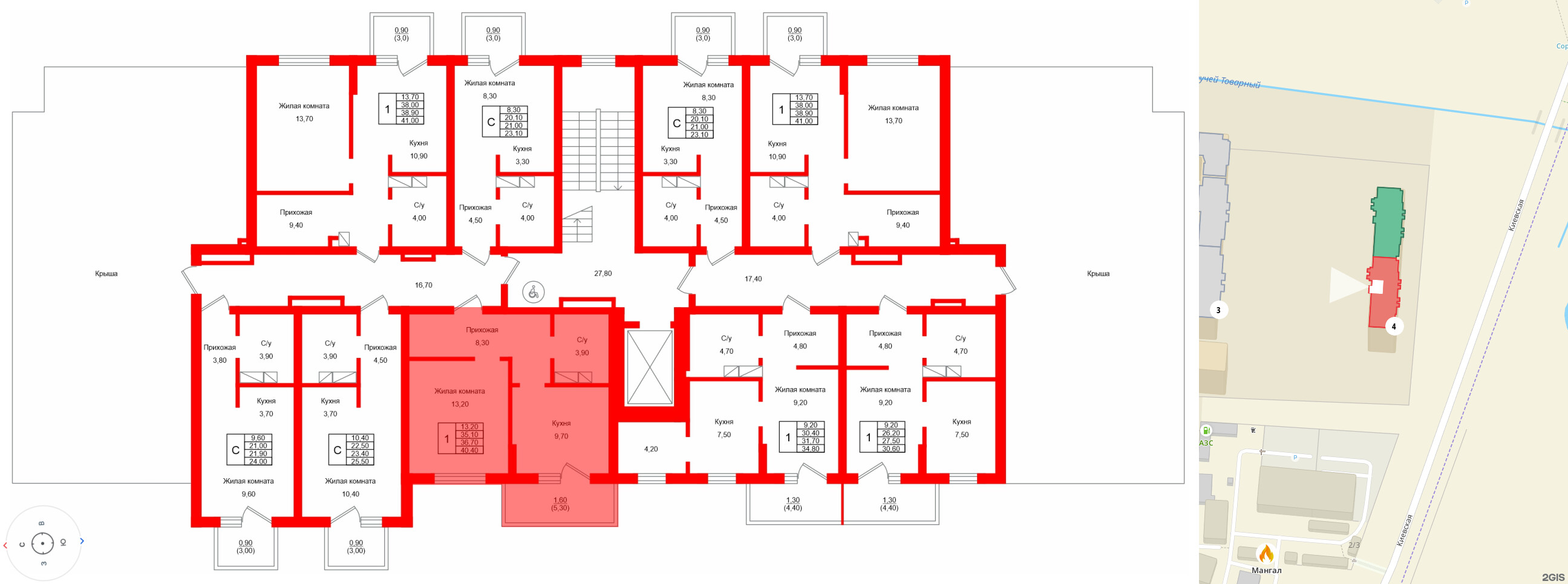 Квартира в ЖК Левада, 1 комнатная, 36.7 м², 9 этаж