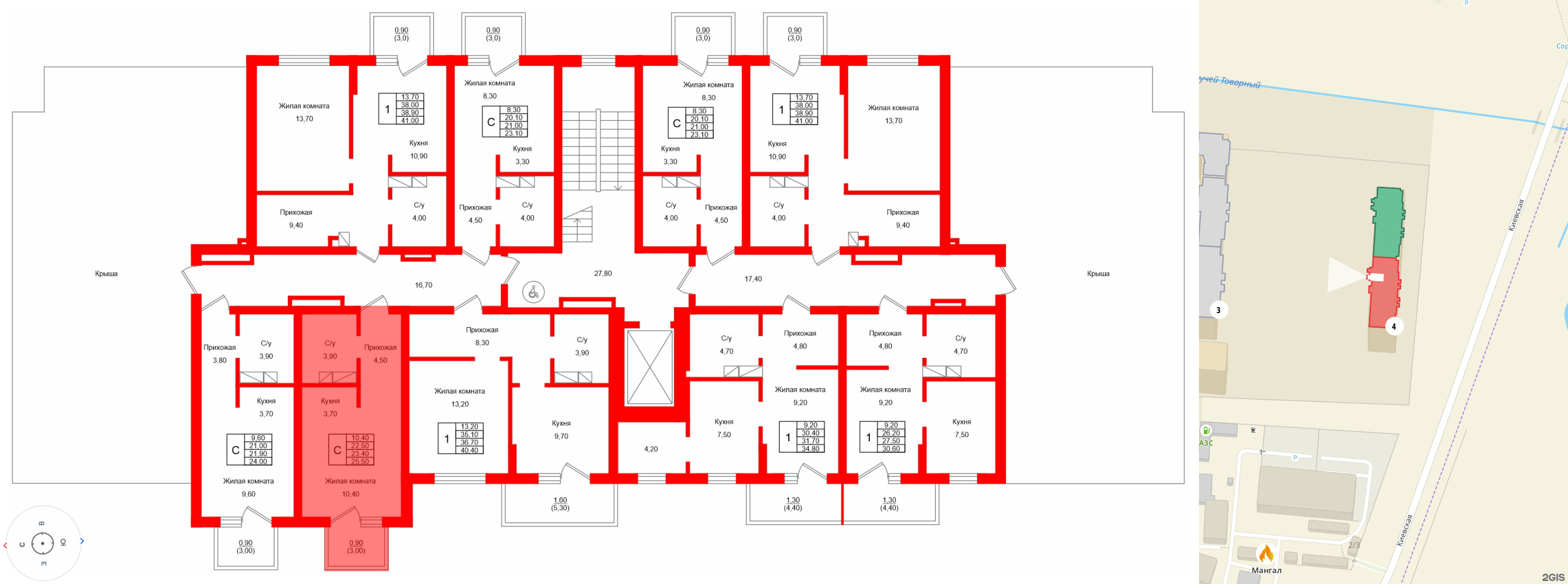 Квартира в ЖК Левада, студия, 23.4 м², 9 этаж