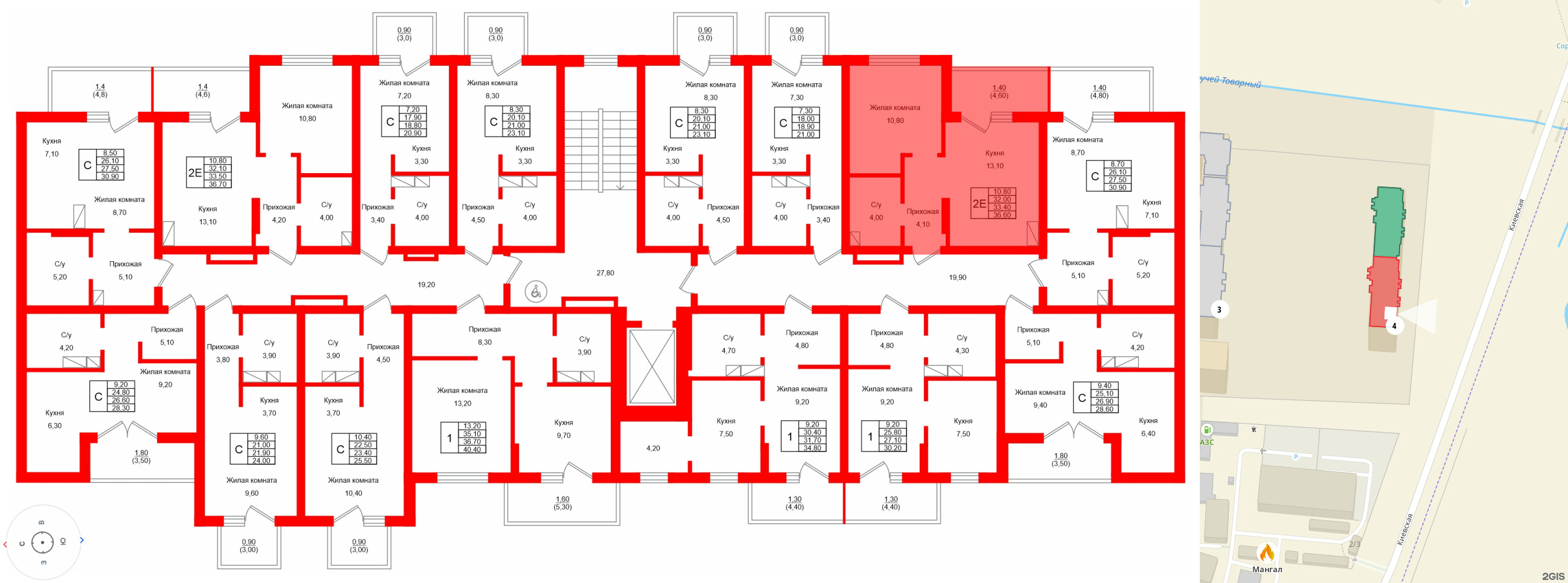 Квартира в ЖК Левада, 1 комнатная, 33.4 м², 6 этаж