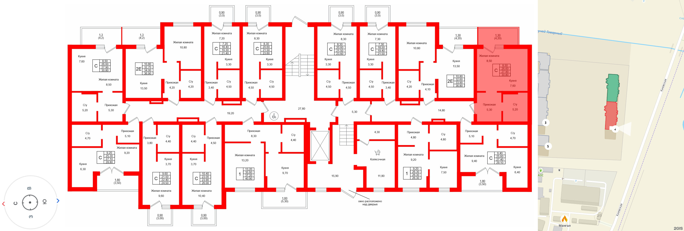 Квартира в ЖК Левада, студия, 27.9 м², 1 этаж
