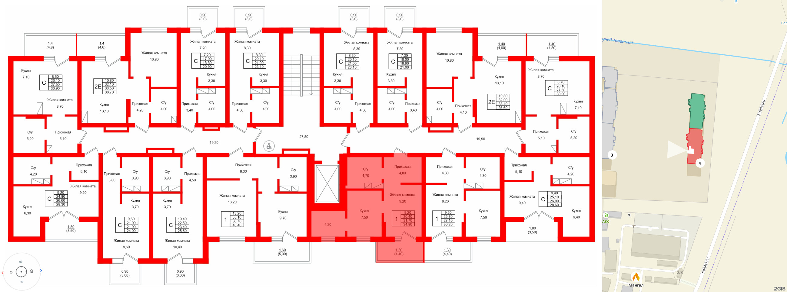 Квартира в ЖК Левада, 1 комнатная, 31.7 м², 8 этаж