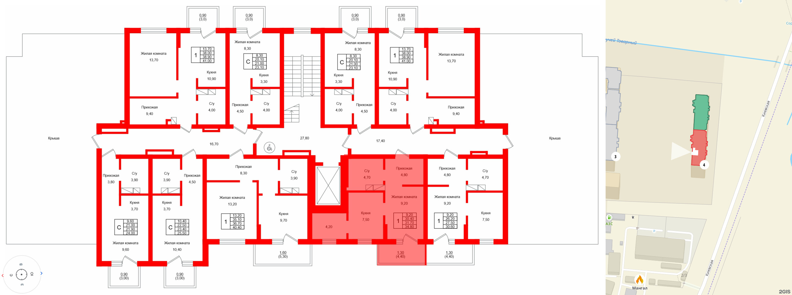Квартира в ЖК Левада, 1 комнатная, 31.7 м², 9 этаж