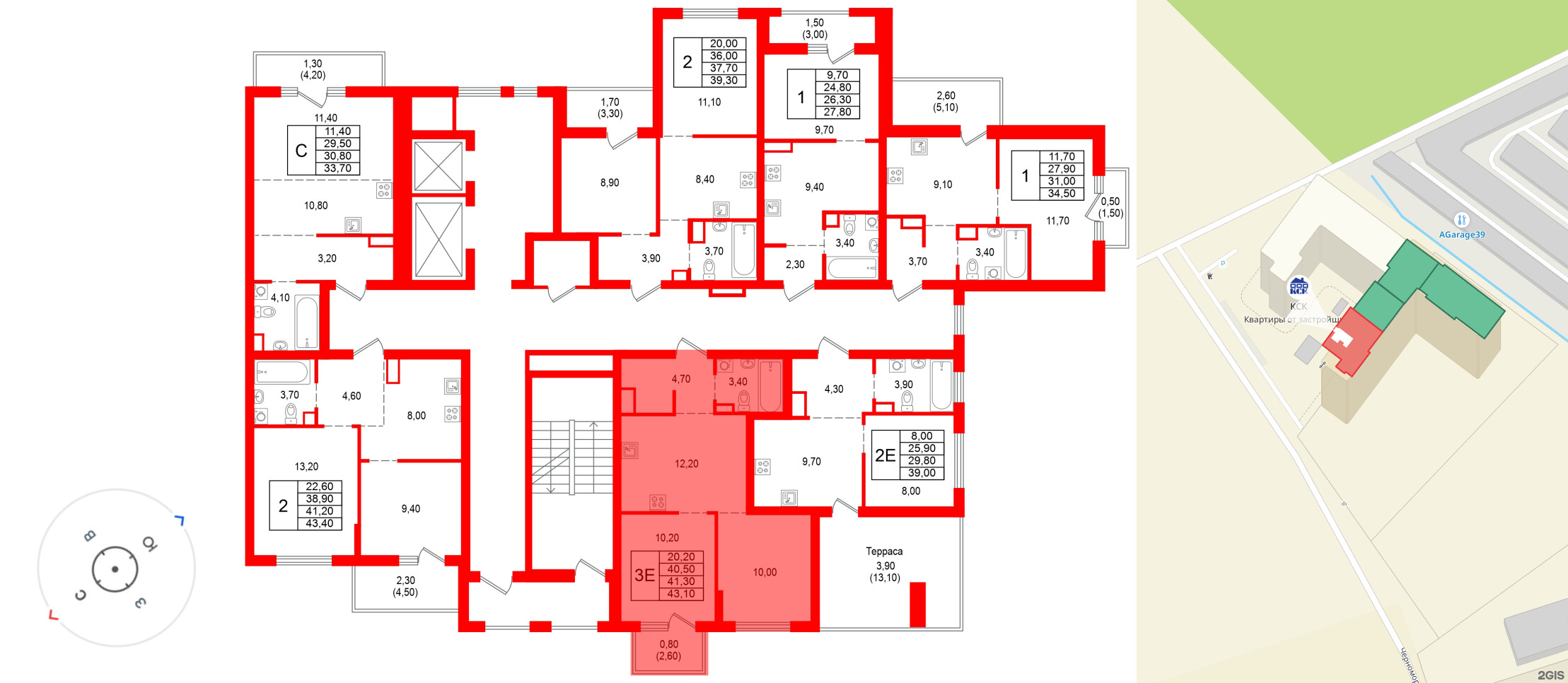 Квартира в ЖК Альпенштадт, 2 комнатная, 41.3 м², 11 этаж