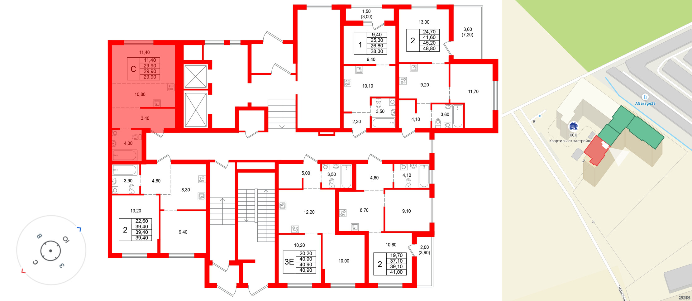 Квартира в ЖК Альпенштадт, студия, 29.9 м², 1 этаж