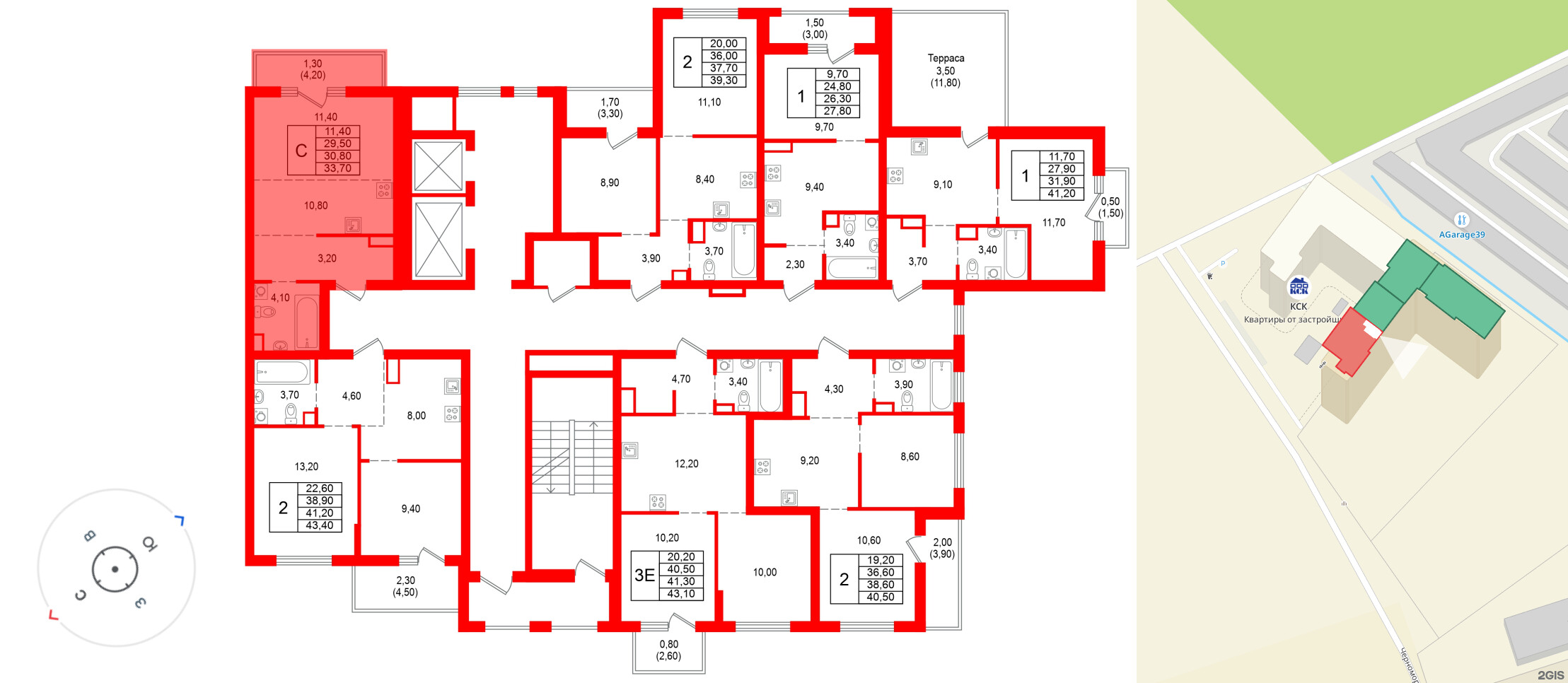 Квартира в ЖК Альпенштадт, студия, 30.8 м², 9 этаж
