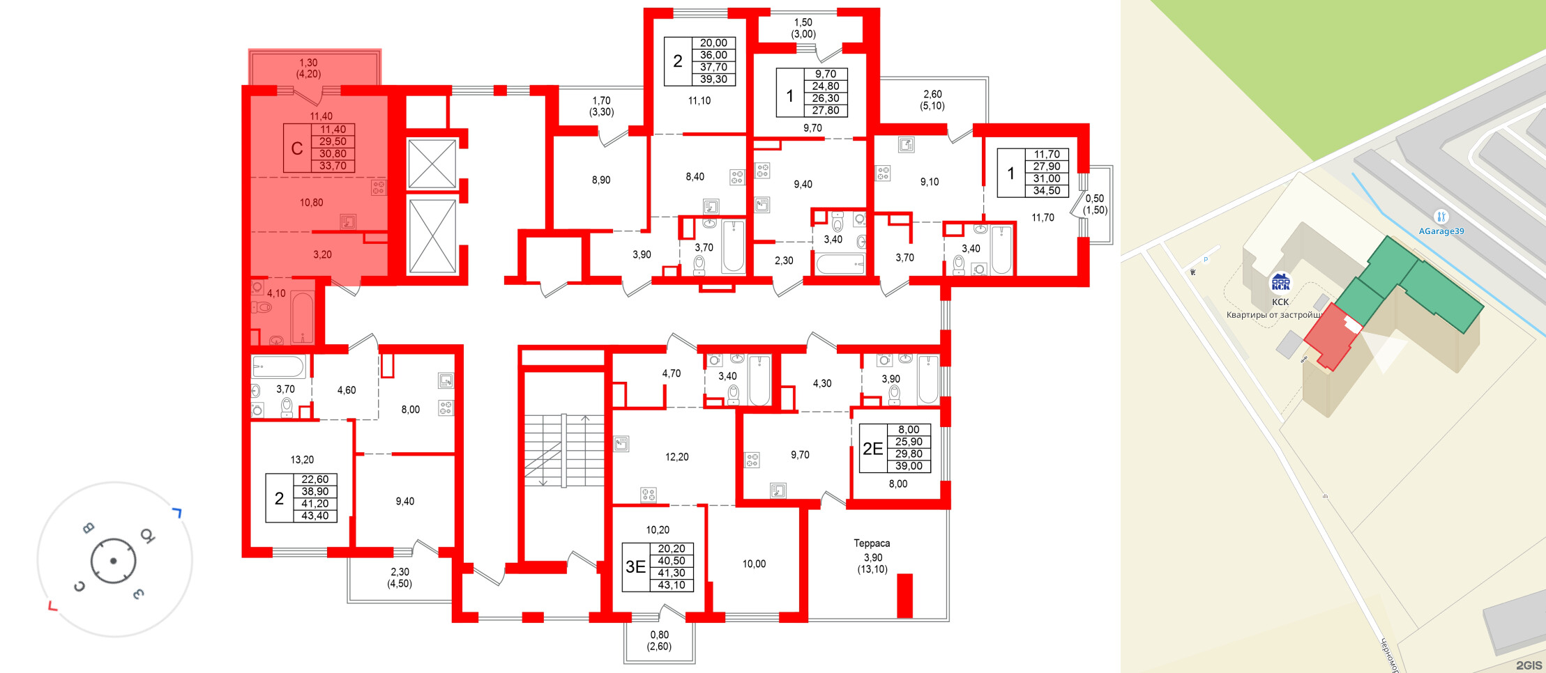 Квартира в ЖК Альпенштадт, студия, 30.8 м², 11 этаж