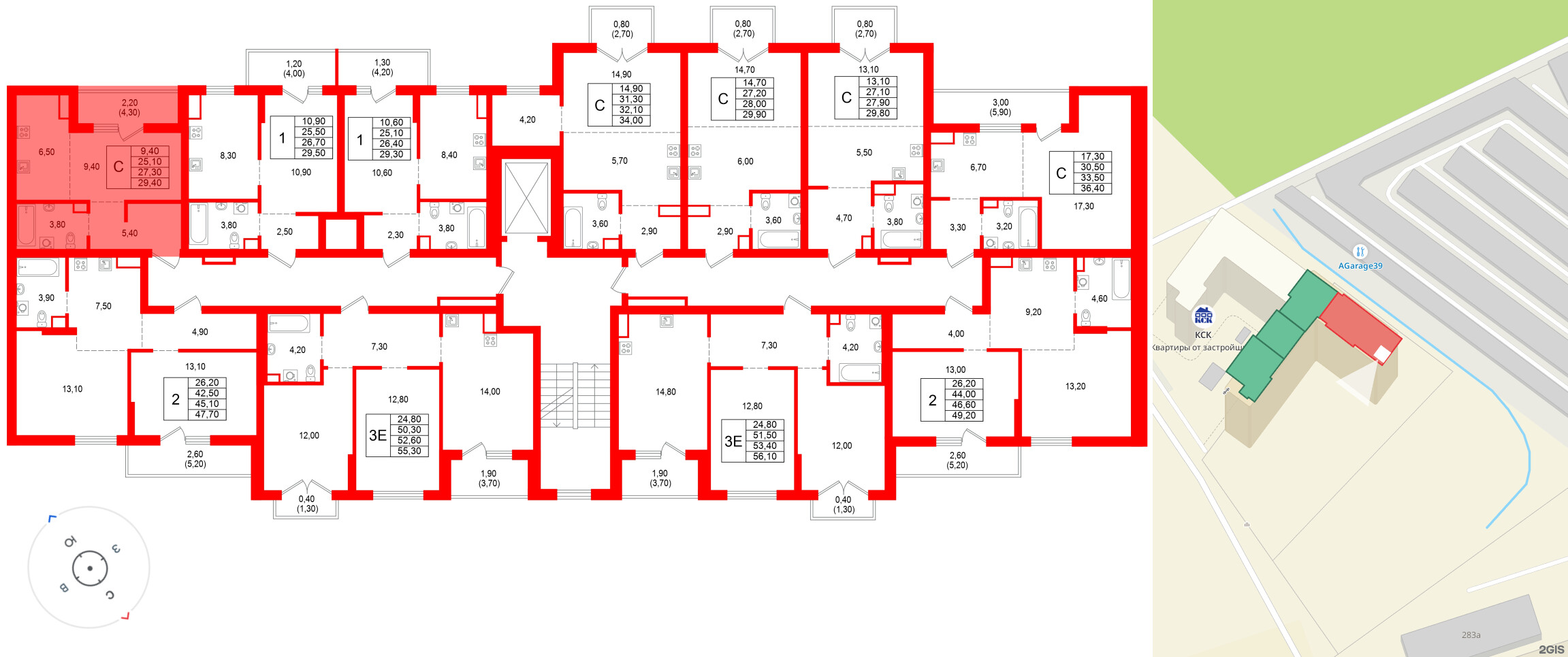 Квартира в ЖК Альпенштадт, студия, 27.3 м², 3 этаж
