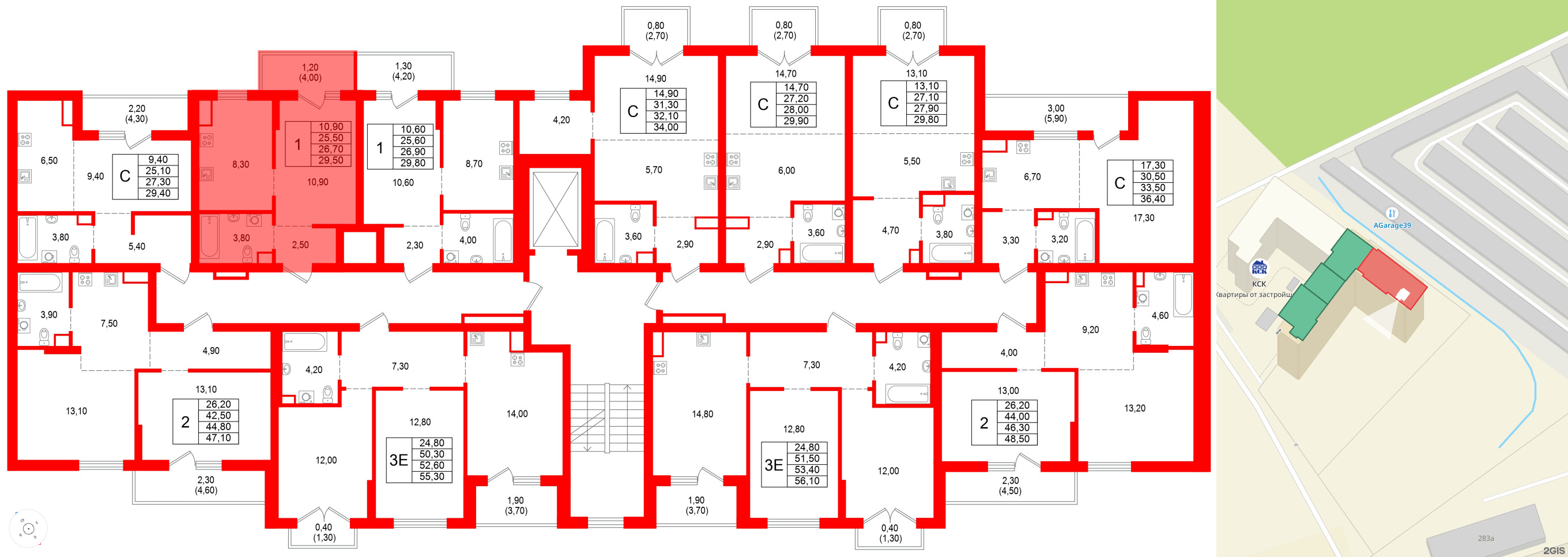 Квартира в ЖК Альпенштадт, 1 комнатная, 26.7 м², 2 этаж