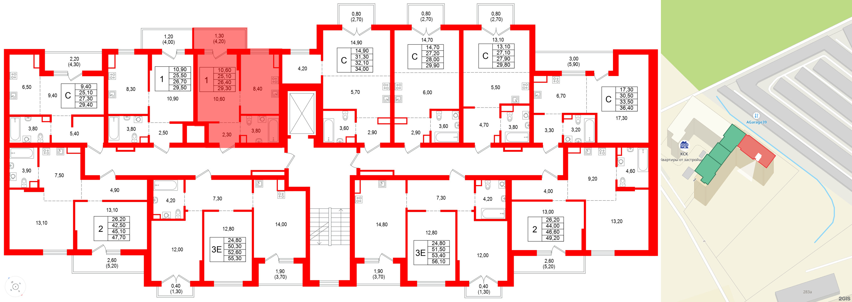 Квартира в ЖК Альпенштадт, 1 комнатная, 26.4 м², 5 этаж