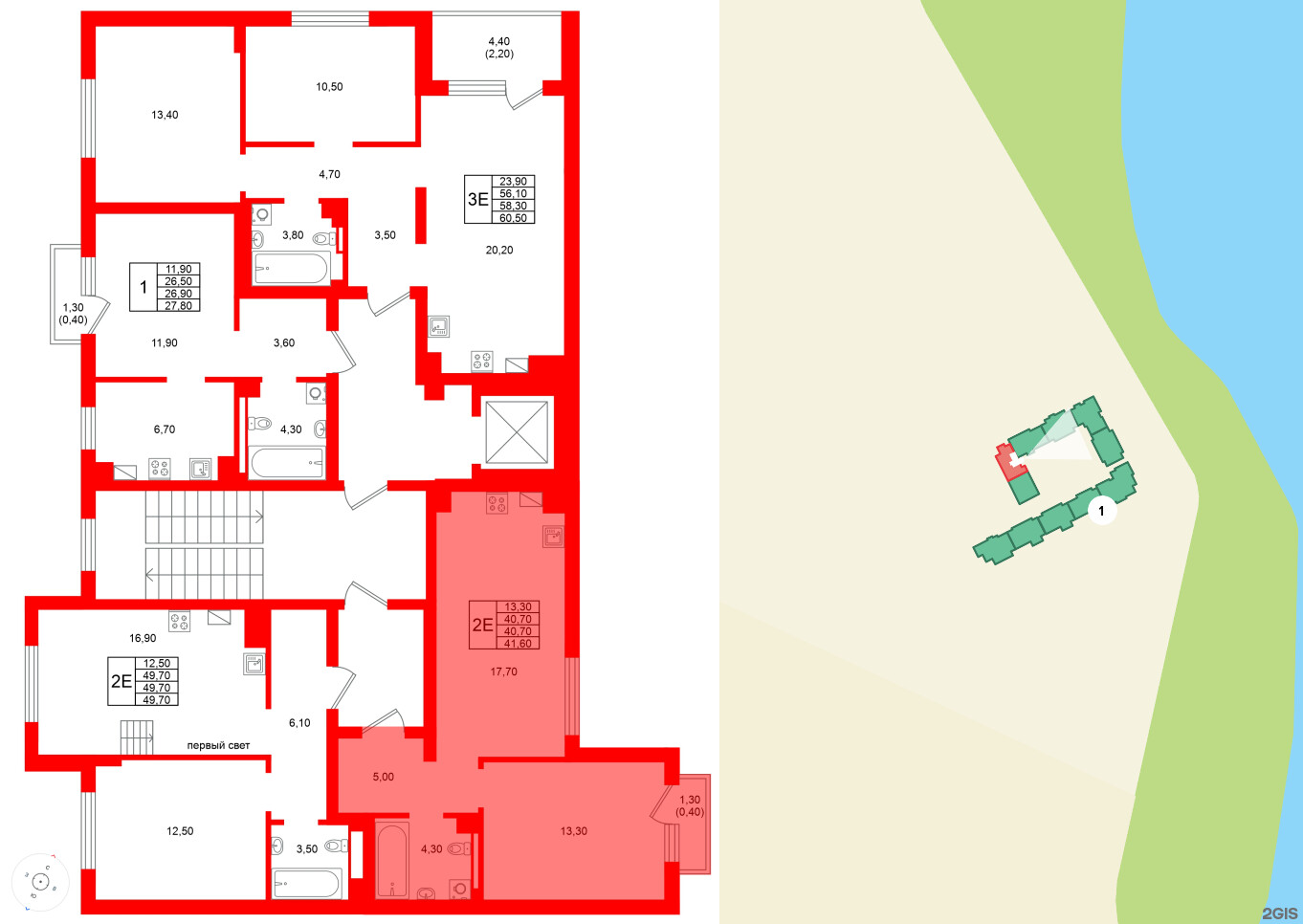 Квартира в ЖК Виридиан, 1 комнатная, 40.7 м², 4 этаж
