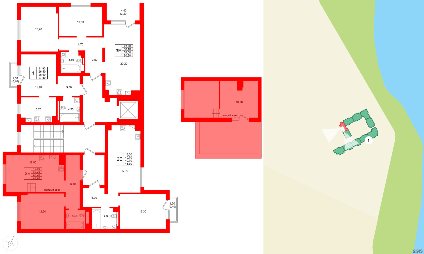 Квартира в ЖК Виридиан, 1 комнатная, 49.7 м², 4 этаж