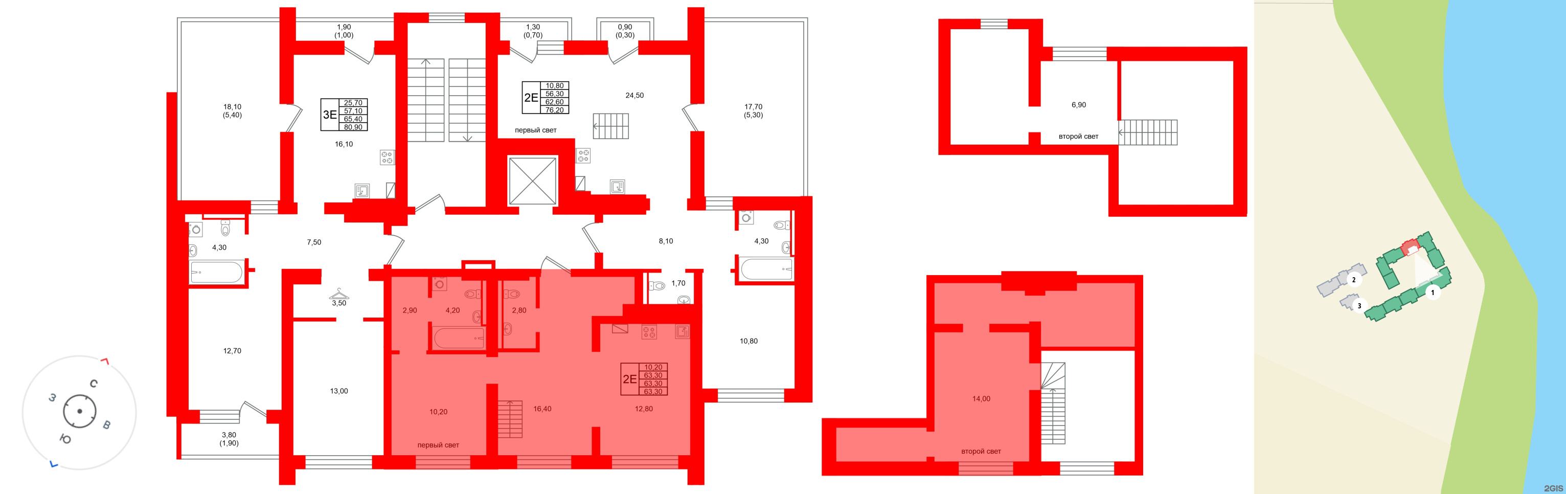 Квартира в ЖК Виридиан, 1 комнатная, 63.3 м², 4 этаж