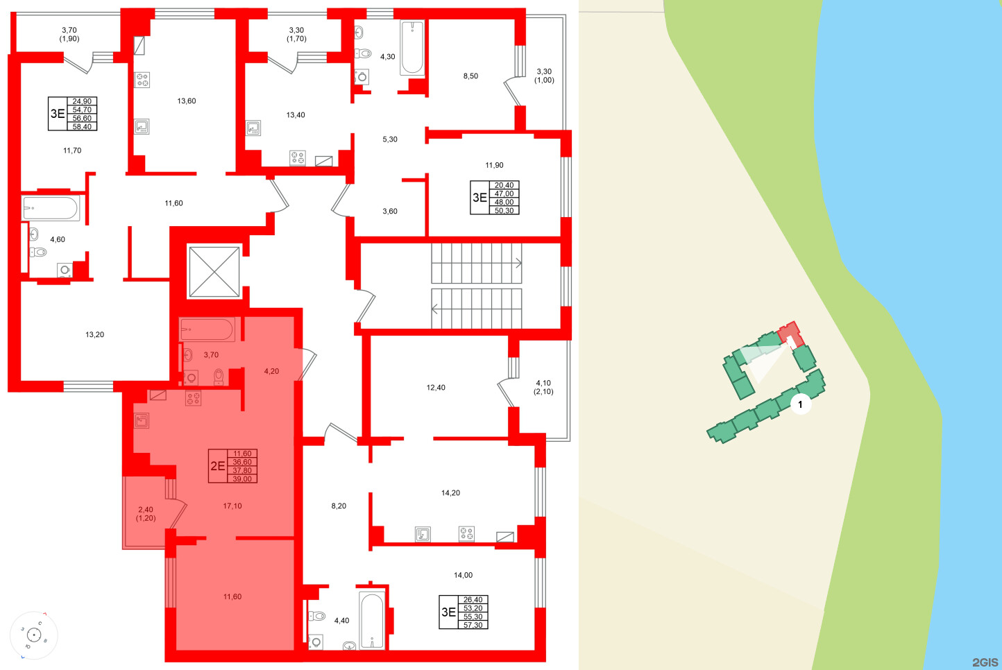 Квартира в ЖК Виридиан, 1 комнатная, 37.8 м², 4 этаж