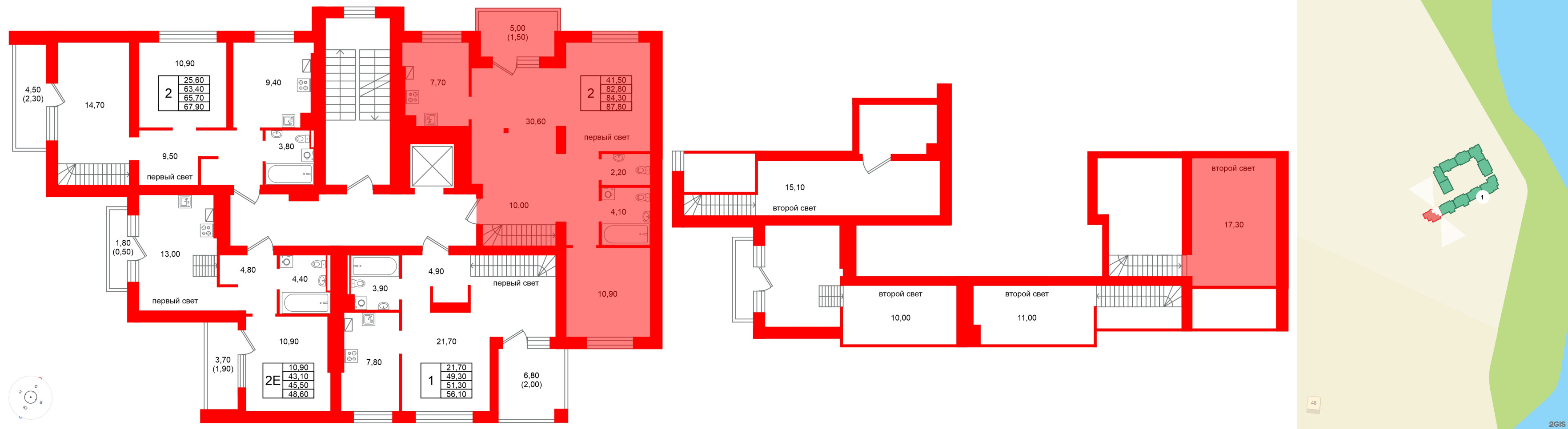 Квартира в ЖК Виридиан, 2 комнатная, 84.3 м², 4 этаж