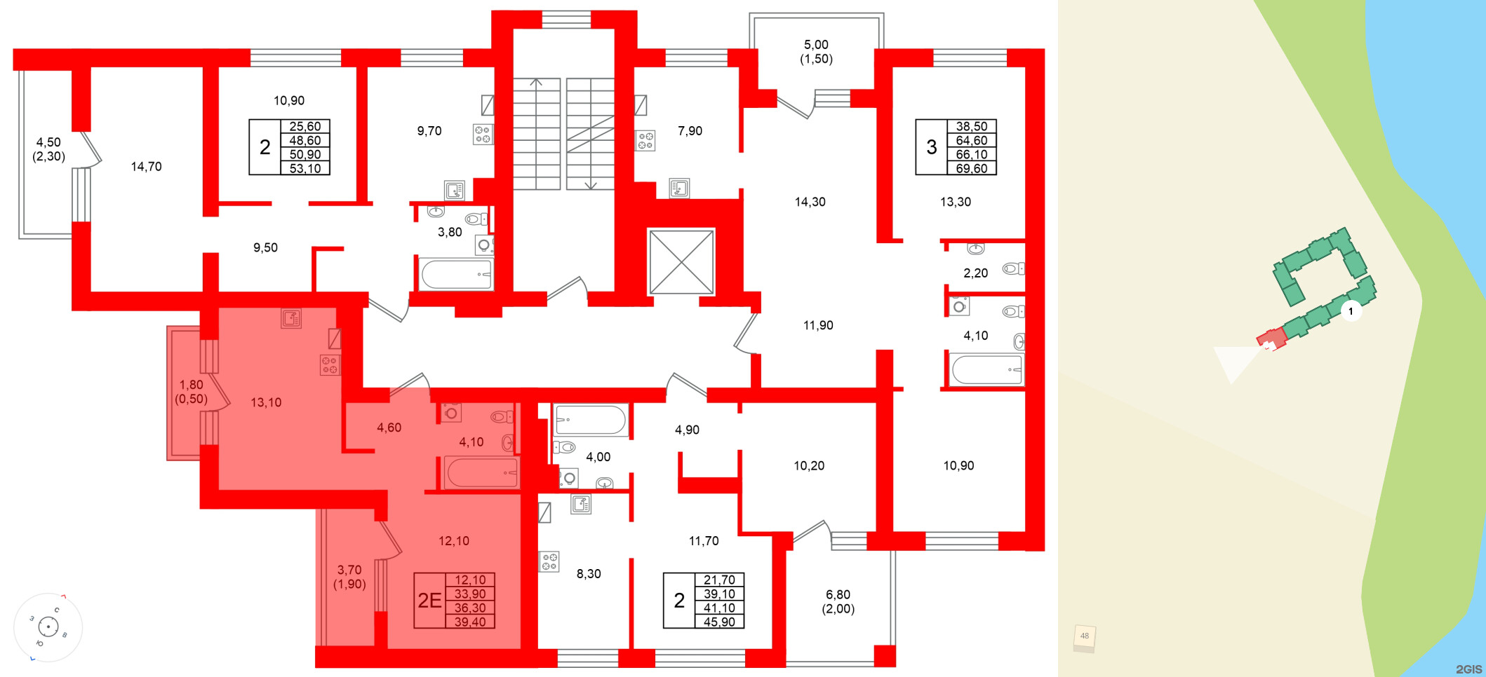 Квартира в ЖК Виридиан, 1 комнатная, 36.3 м², 3 этаж
