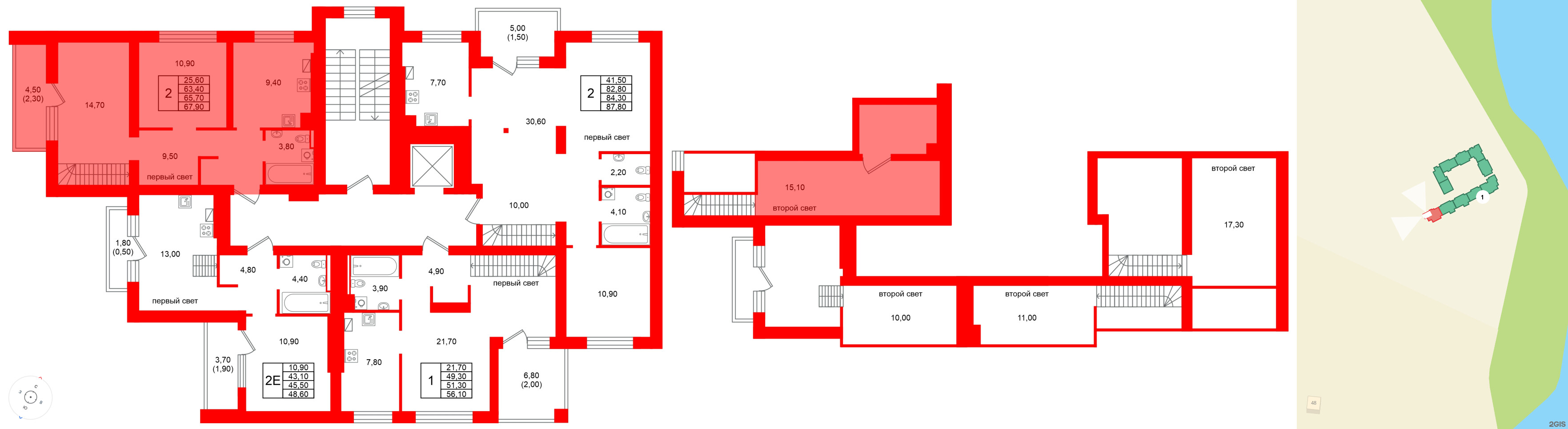 Квартира в ЖК Виридиан, 2 комнатная, 65.7 м², 4 этаж