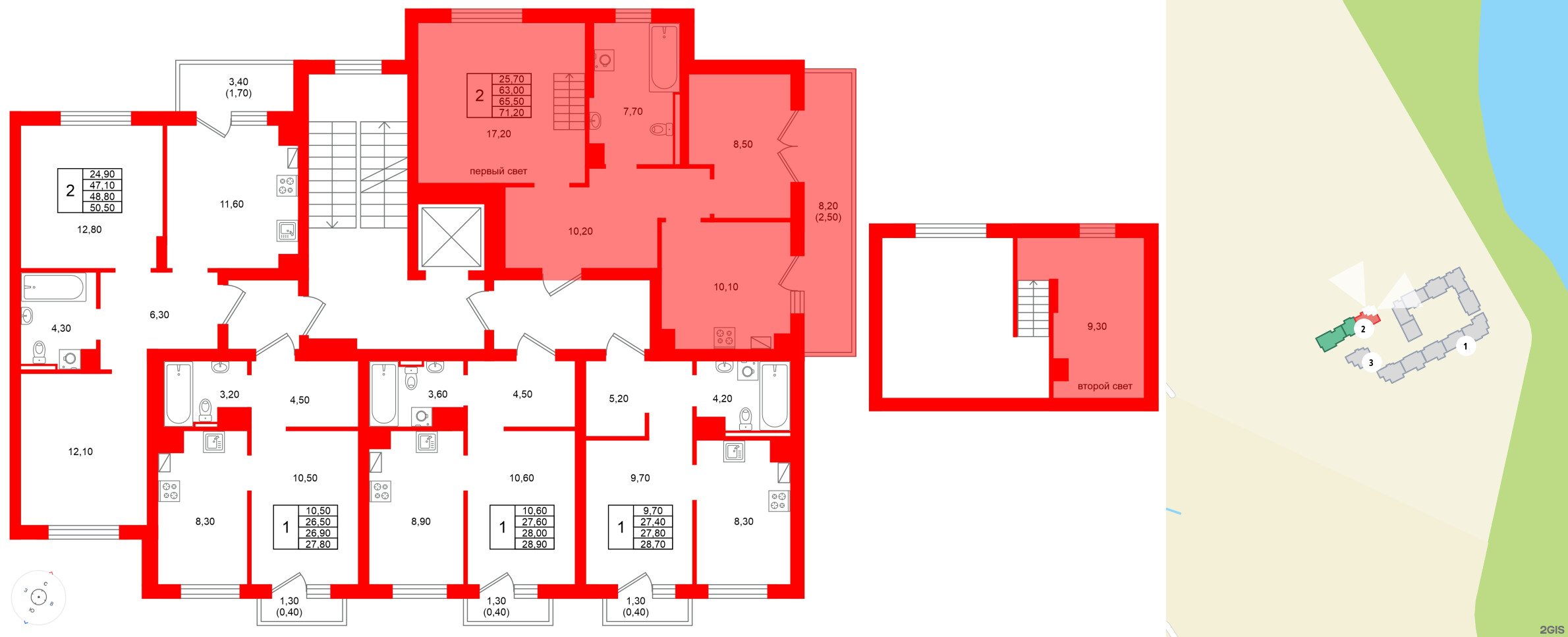 Квартира в ЖК Виридиан, 2 комнатная, 65.5 м², 4 этаж