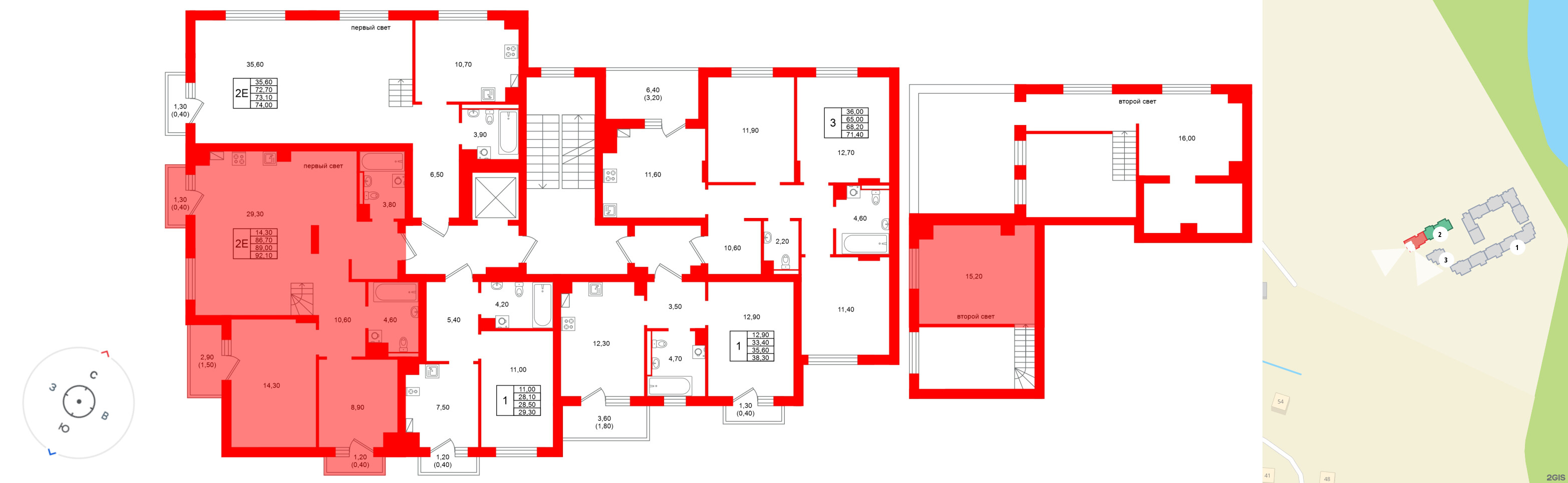 Квартира в ЖК Виридиан, 1 комнатная, 89 м², 4 этаж