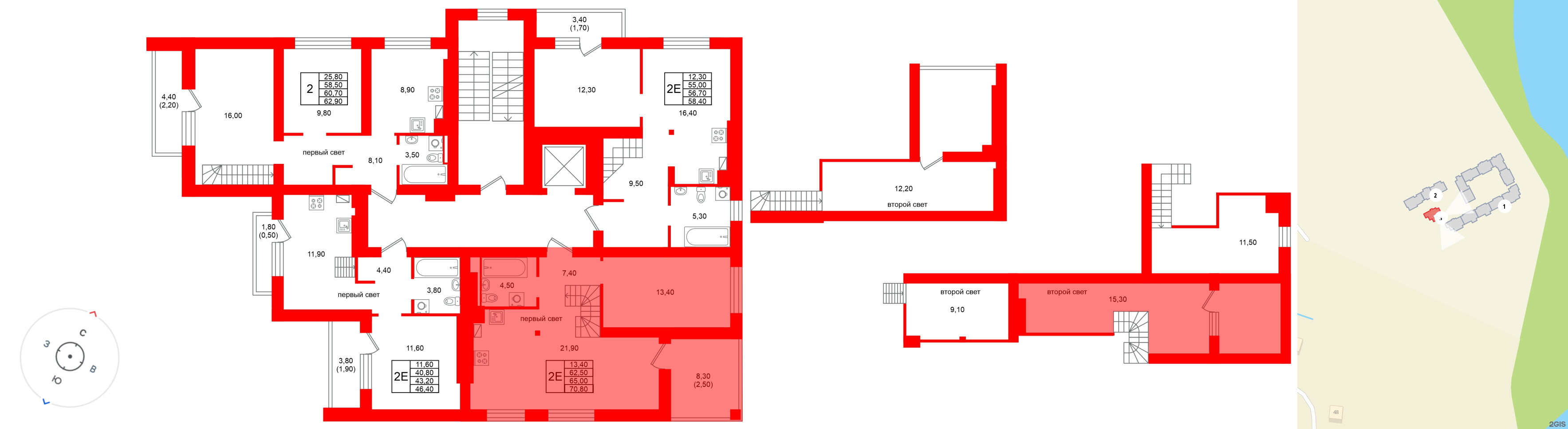 Квартира в ЖК Виридиан, 1 комнатная, 65 м², 4 этаж