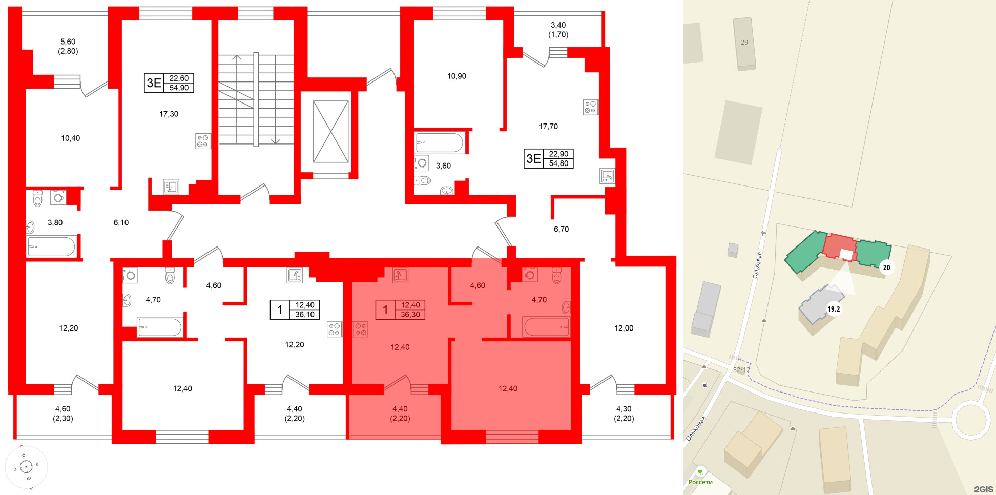Квартира в ЖК Морена, 1 комнатная, 36.3 м², 5 этаж