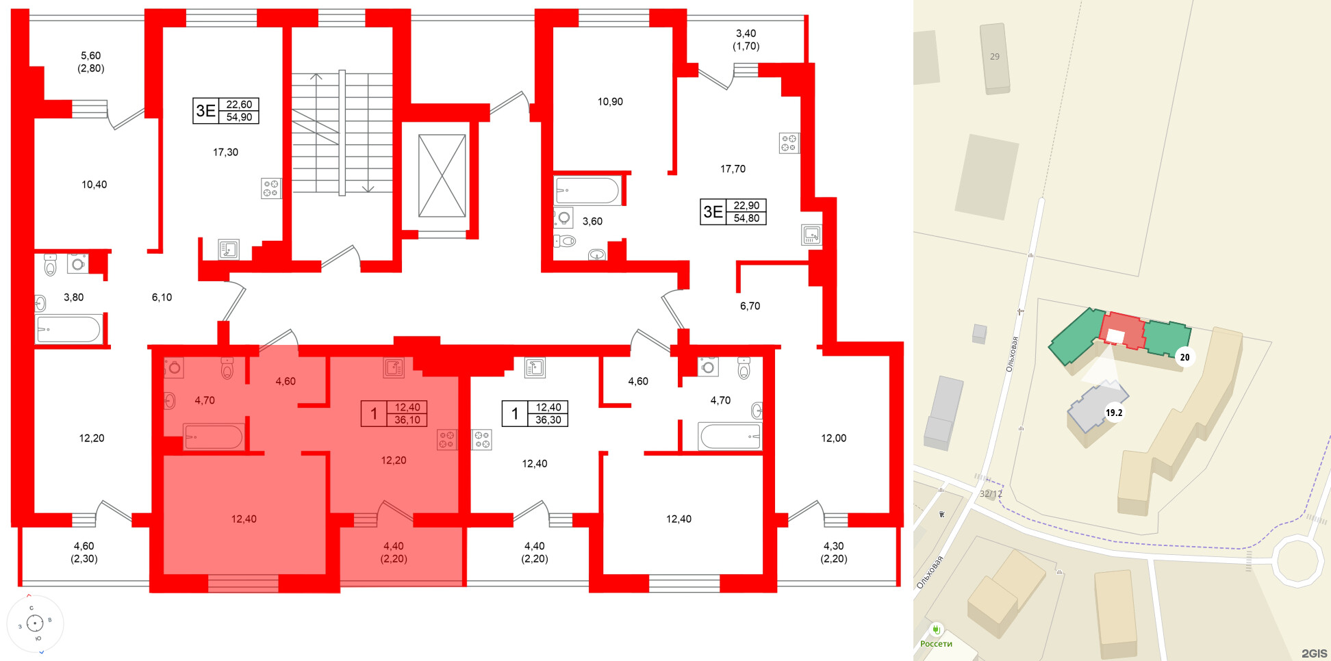 Квартира в ЖК Морена, 1 комнатная, 36.1 м², 5 этаж