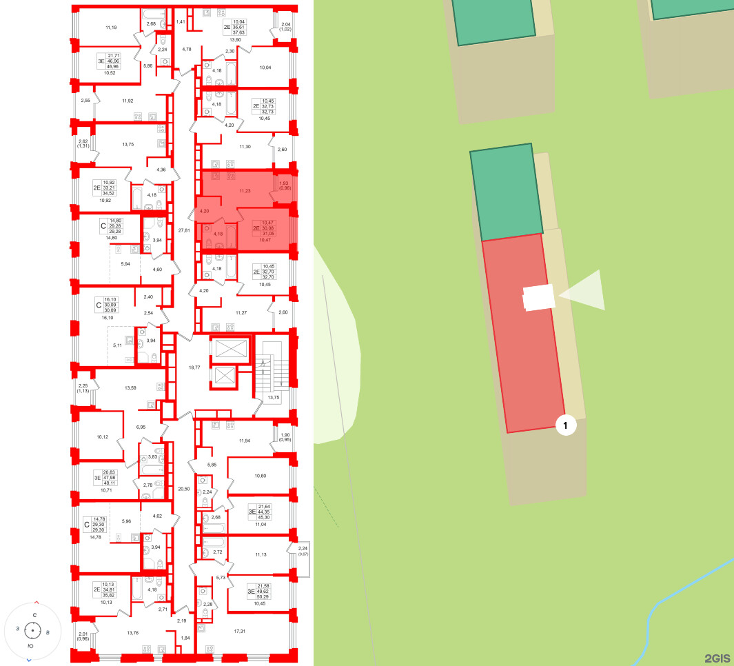 Квартира в ЖК «Кольский», 1 комнатная, 31.05 м², 7 этаж