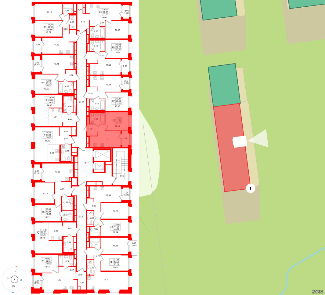 Квартира в ЖК «Кольский», 1 комнатная, 32.7 м², 7 этаж