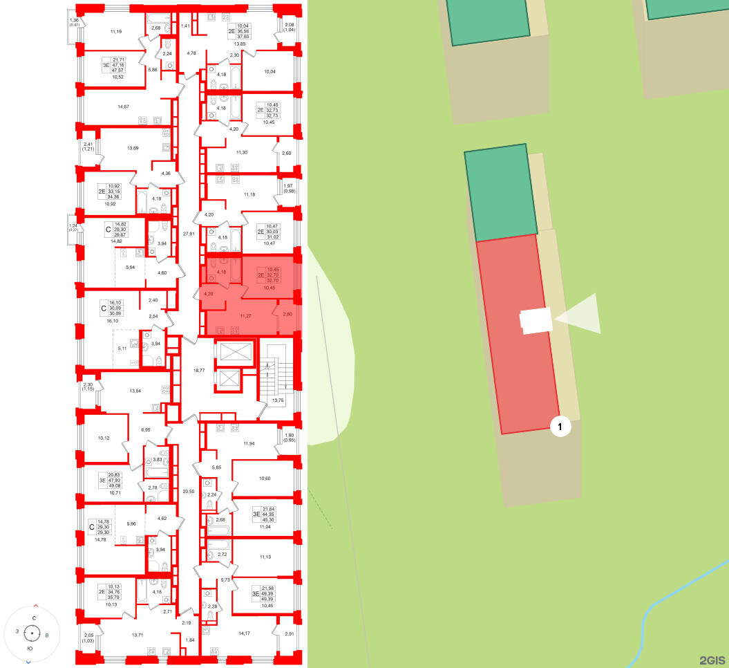 Квартира в ЖК «Кольский», 1 комнатная, 32.7 м², 15 этаж