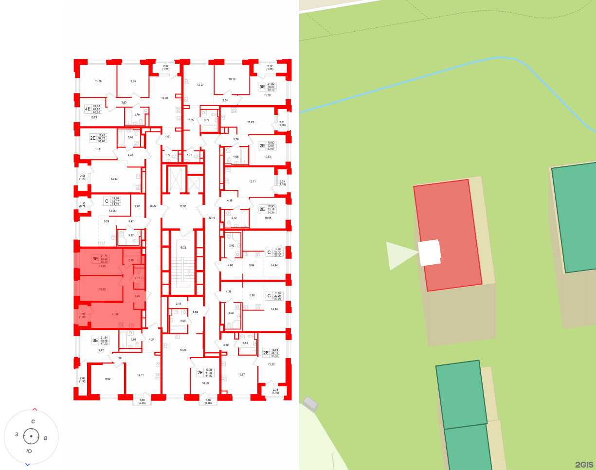 Квартира в ЖК «Кольский», 2 комнатная, 45.33 м², 15 этаж
