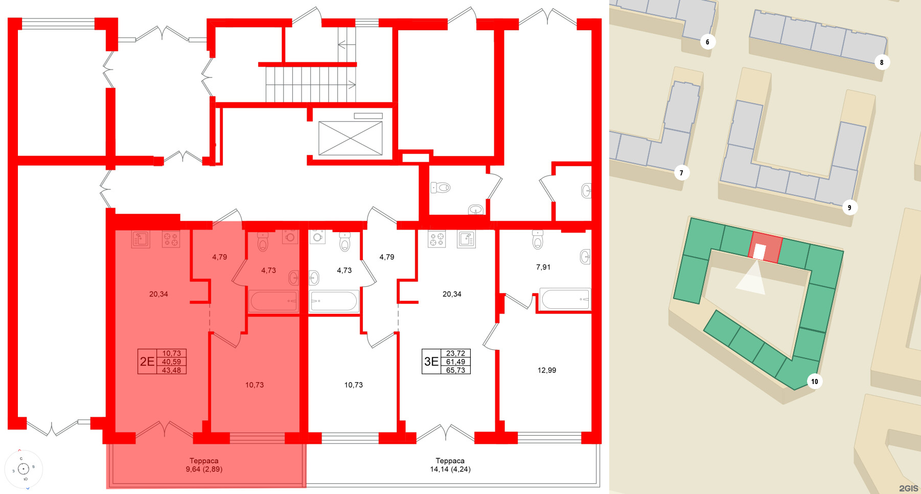 Квартира в ЖК «Включи», 1 комнатная, 43.48 м², 1 этаж