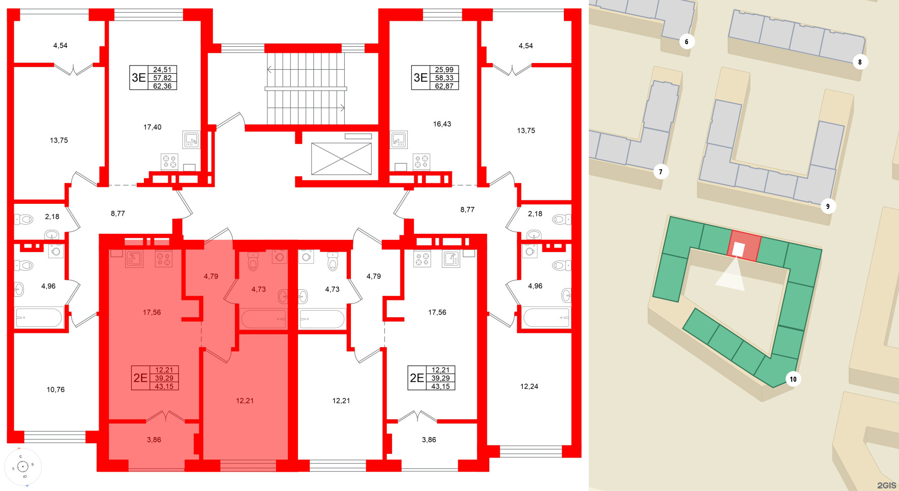 Квартира в ЖК «Включи», 1 комнатная, 43.15 м², 6 этаж