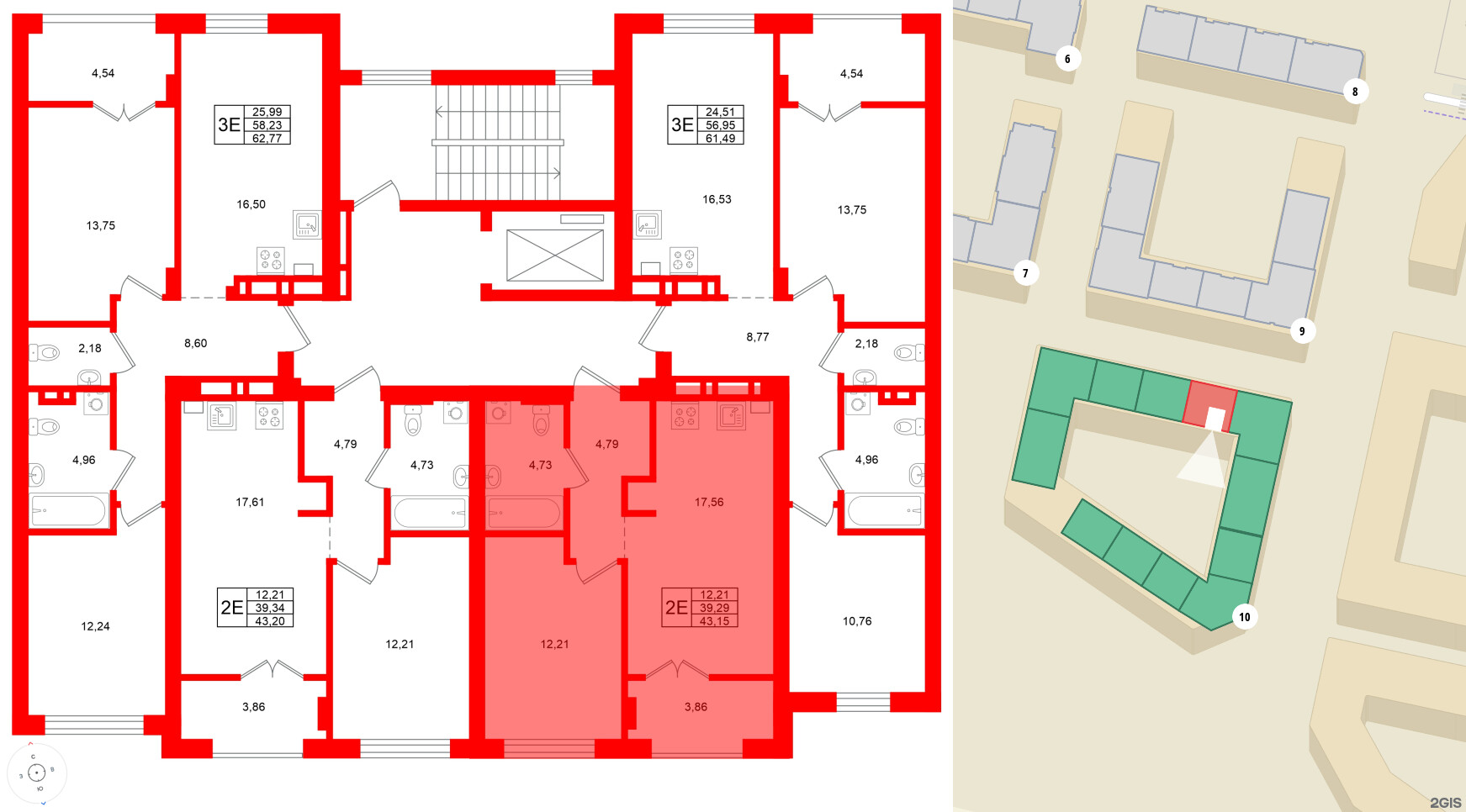 Квартира в ЖК «Включи», 1 комнатная, 43.15 м², 6 этаж