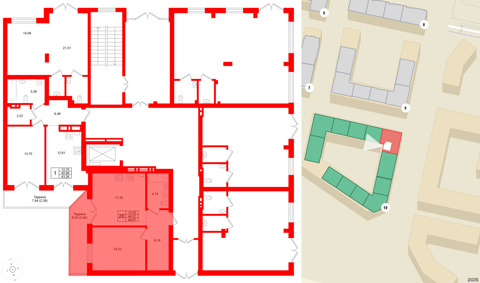 Квартира в ЖК «Включи», 1 комнатная, 46.97 м², 1 этаж