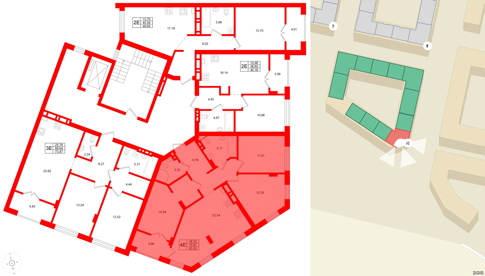 Квартира в ЖК «Включи», 3 комнатная, 83.55 м², 5 этаж