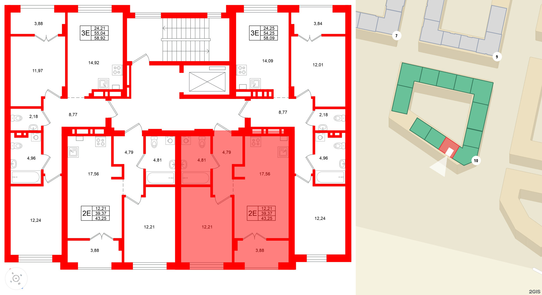 Квартира в ЖК «Включи», 1 комнатная, 43.25 м², 4 этаж