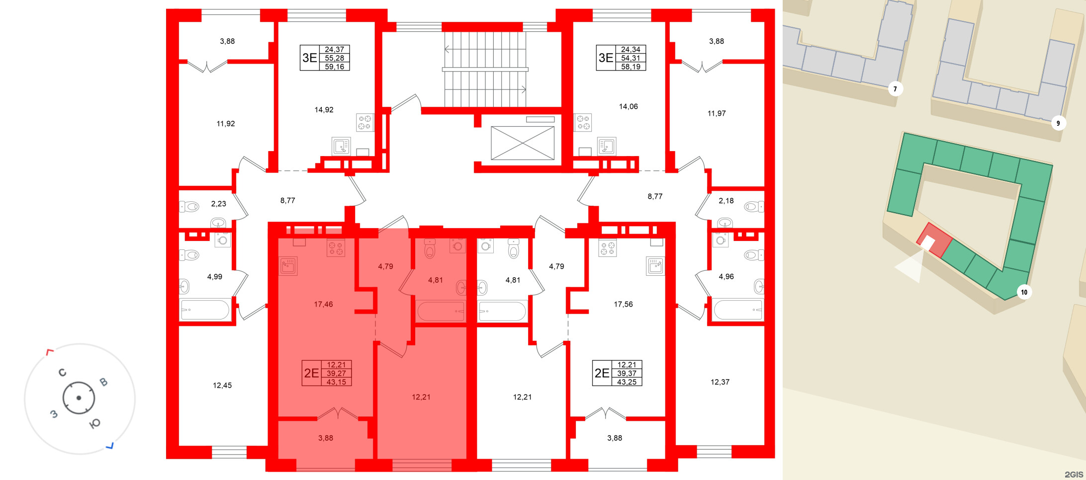 Квартира в ЖК «Включи», 1 комнатная, 43.15 м², 4 этаж