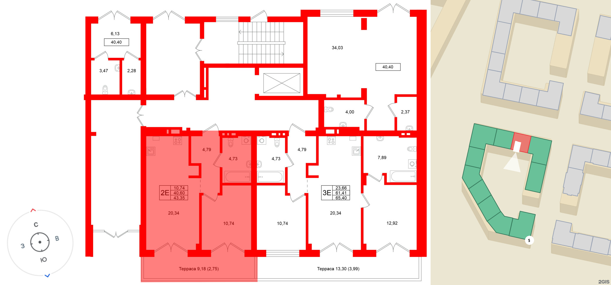 Квартира в ЖК «Включи», 1 комнатная, 43.35 м², 1 этаж