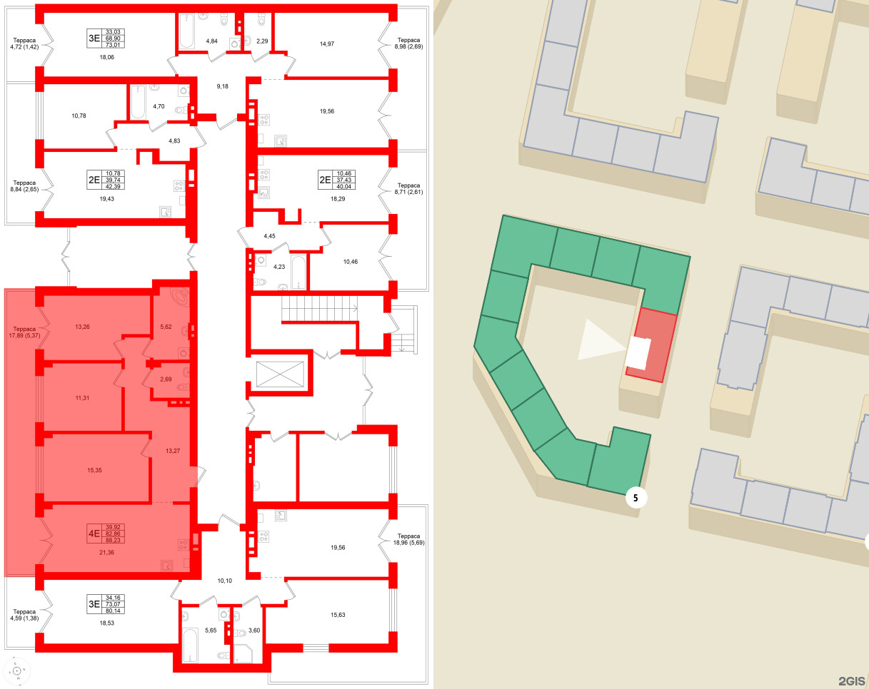 Квартира в ЖК «Включи», 3 комнатная, 88.23 м², 1 этаж