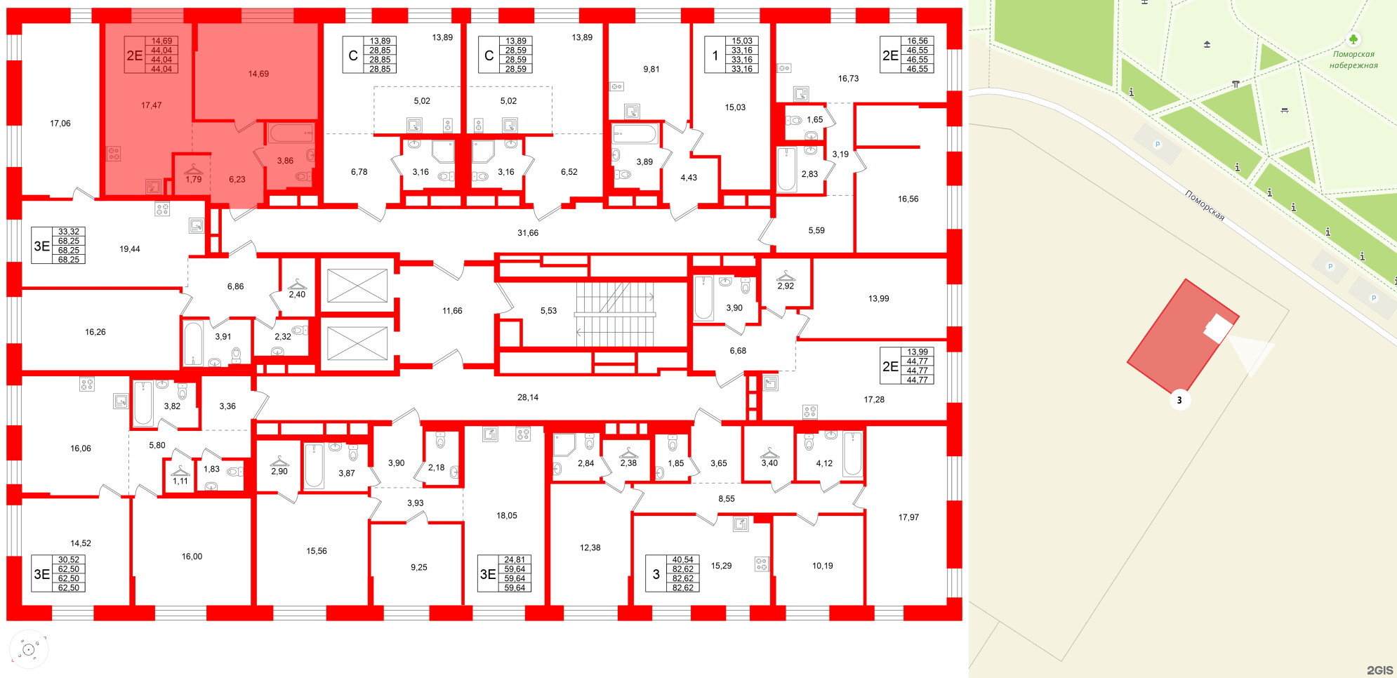 Квартира в ЖК Кольские огни, 1 комнатная, 44.04 м², 11 этаж