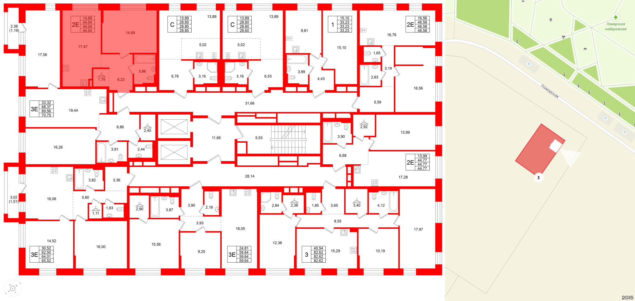 Квартира в ЖК Кольские огни, 1 комнатная, 44.04 м², 13 этаж