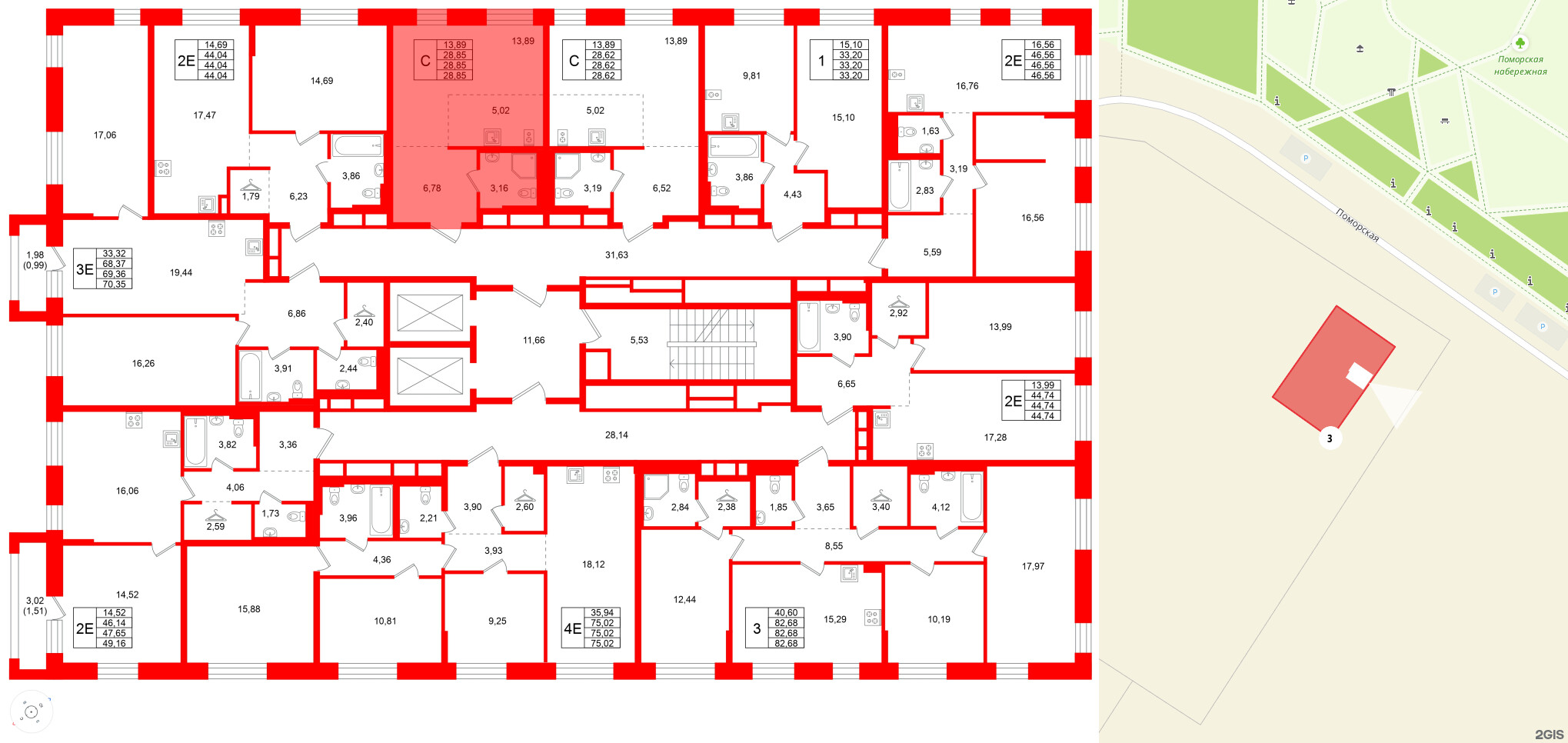 Квартира в ЖК Кольские огни, студия, 28.85 м², 3 этаж
